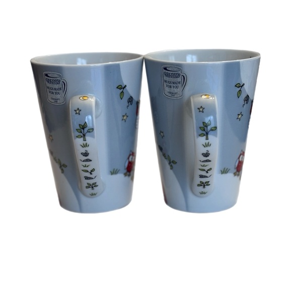 Konitz Owl Design Porcelain Mugs - Set of 2, Gray and White - Picture 4 of 6